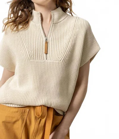 Lilla P Half-zip Poncho Sweater Top In Stone In Neutral
