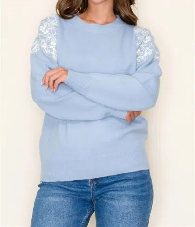 Staccato Angela Embroidered Sweater In Light Blue Grey In Blue