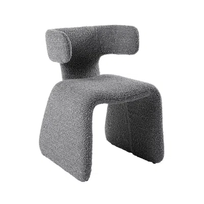 Hivvago Cid Fiu 22 Inch Dining Chair, Curved Wingback, Gray Textured Polyester In Gray