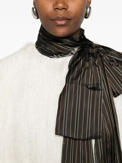 Dries Van Noten Asymmetric Sleeveless Top Fringe Detail In White
