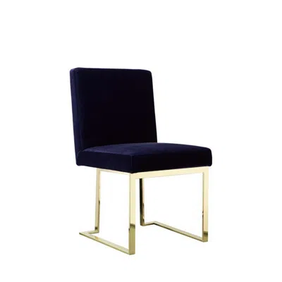 Hivvago Boly 24 Inch Side Dining Chair Set Of 2, Navy Blue Velvet, Gold Cantilever In Blue