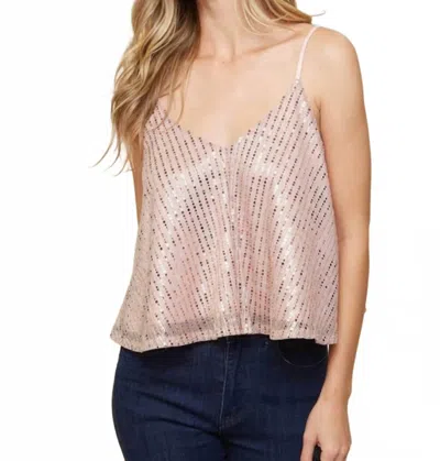 Saints & Hearts Skylar Sequin Adjustable Strap Tank Top In Pink In Pink