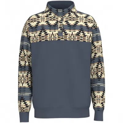 Hooey Men's Folkstone Lost Mine Aztec Pattern Pullover In Grey Blue In Blue