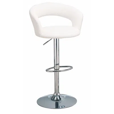 Hivvago Contemporary Faux Leather Bar Stool, White In White