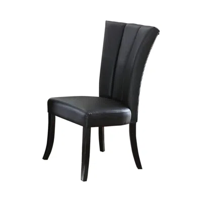 Hivvago Leather Upholstered Dining Chair In Poplar Wood, Set Of 2,black In Black