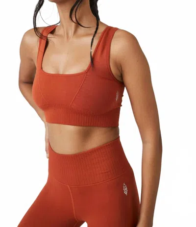 Free People Good Karma Square Neck Top In Red Earth In Orange