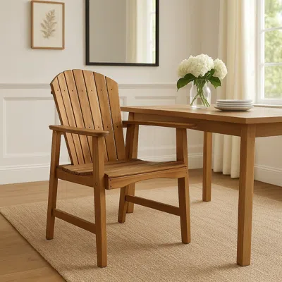 Hivvago Pima Outdoor Dining Chair Set Of 2, H Frame, Adirondack Brown Acacia Wood In Brown