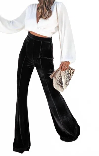 Jodifl Veronica Velvet Bell Bottom Pants In Black In Black