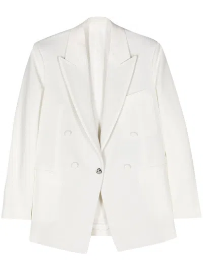 Lanvin Tailored Beige Single-breasted Blazer With Classic Lapel In White