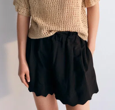 The New Society Calipso Short Sleeve Top In Natural In Black