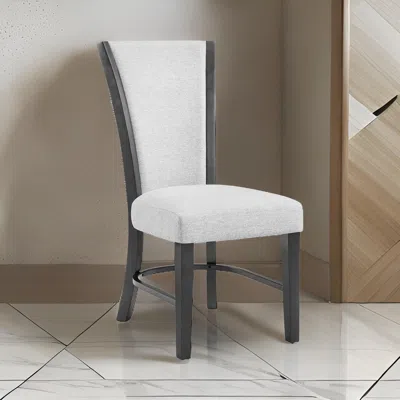 Hivvago Brandon 23 Inch Side Chair, Set Of 2, Wood Frame, Fabric Upholstery, White In Black