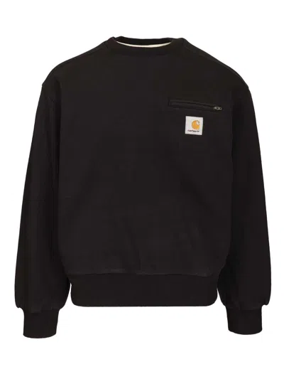 Carhartt Detroit Sweat Cotton Stone Washed Sweatshirts Black In Multi
