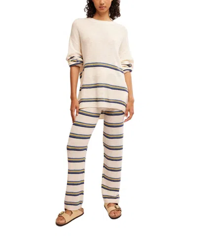 Free People Mariner Stripe Knit Pants In Ecru Combo In Neutral