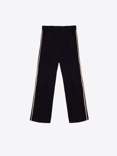 Vilagallo Elisa Straight Pants In Black Ric Rac In Blue