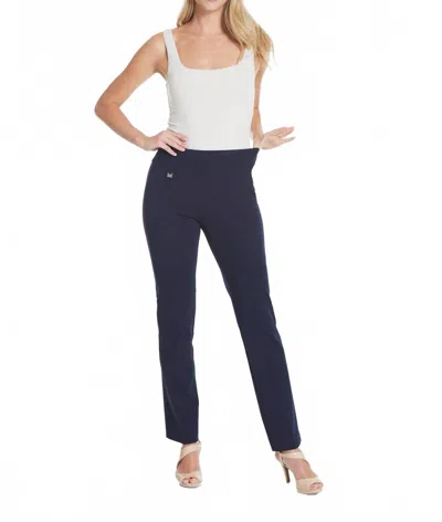 Slimsation By Multiples Pull On Ease-y-fit Ankle Pants In Intense Grey In Blue