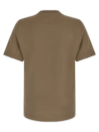 Brunello Cucinelli Double Layer T-shirt Multicolor In Brown