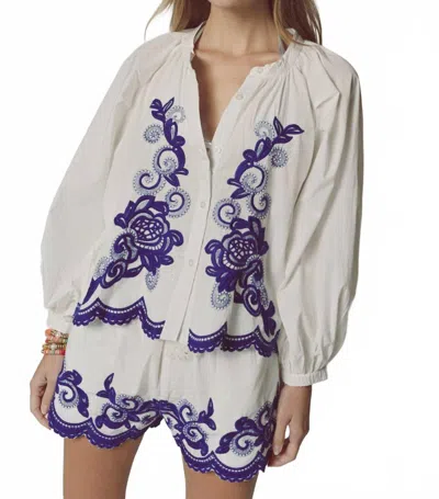 The Shirt Minka Long Balloon Sleeves Shirt In Navy Details In Multi