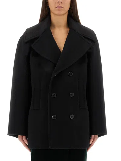 Saint Laurent Double-breasted Wool Caban In Black