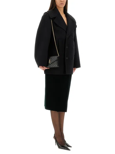 Saint Laurent Double-breasted Wool Caban In Black