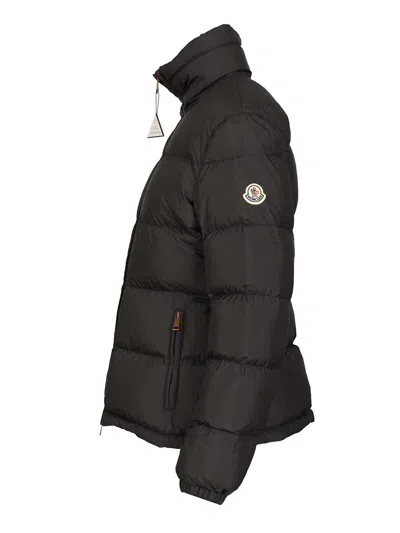 Moncler Puffer Jacket With High Collar And Cuffs In Black