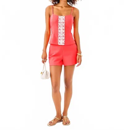 Lilly Pulitzer Sarissa Stretch Short In Cane Coral In Red