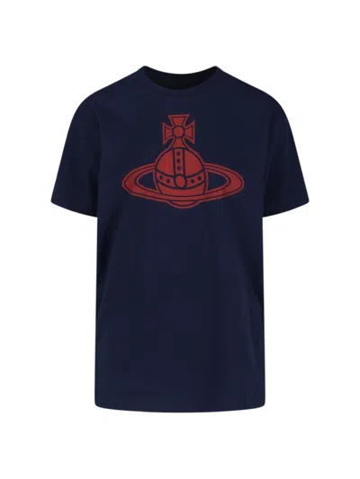 Vivienne Westwood Graphic Print Crew Neck Short Sleeve Top In Blue