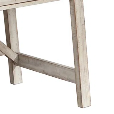 Hivvago Wooden Office Desk With 2 Drawers And Truss Beam Legs, Antique White In Neutral