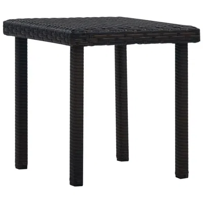 Hivvago Outdoor Side End Table, 16 Inch Square Top, Woven Brown Poly Rattan In Black