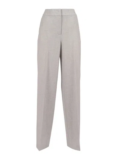 Peserico Tailored Straight-leg Trousers With Textured Finish In Gray