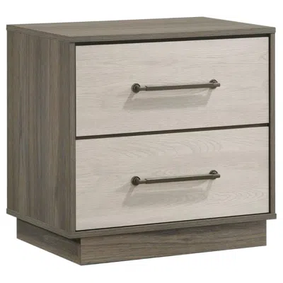 Hivvago Fene Nightstand, 2 Storage Drawers With Nickel Handles, 24 Inch Gray In Brown