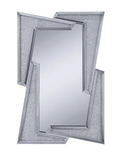 Hivvago Mirrored Wooden Frame Accent Wall Decor With Four L Shaped Borders, Clear In Gray