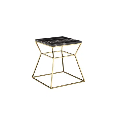 Hivvago Lio 18 Inch Side End Table, Black Marble Top, Gold Open Hourglass Frame In Gold