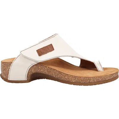 Taos Women's Loop Leather Thong Style Sandal In Off White Leather In Multi