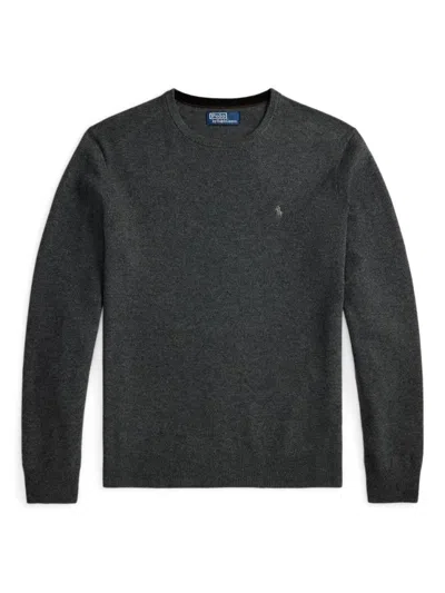 Polo Ralph Lauren Ribbed Cuff Long Sleeve Crew Neck Sweater In Gray