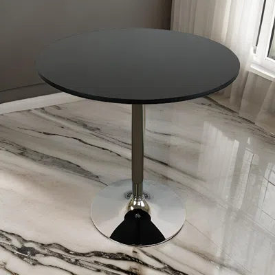 Hivvago Mari 36 Inch Counter Height Table, Black Round Top And Stainless Steel Base In Silver