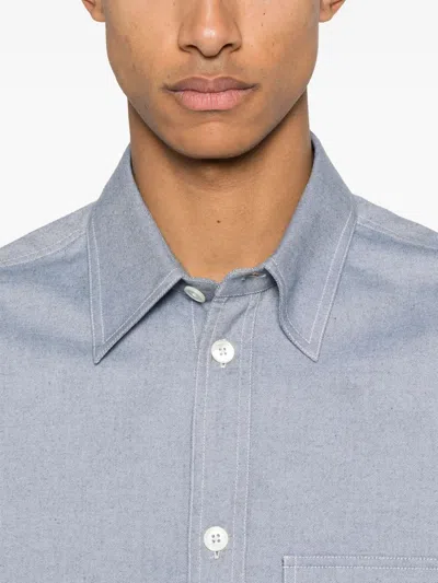 Thom Browne Flannel Shirt Featuring Button-down Collar In Gray