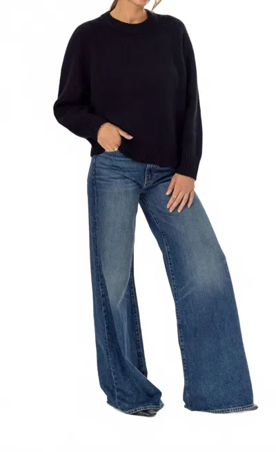 Allude Cashmere Crew Neck Sweater In Black In Black