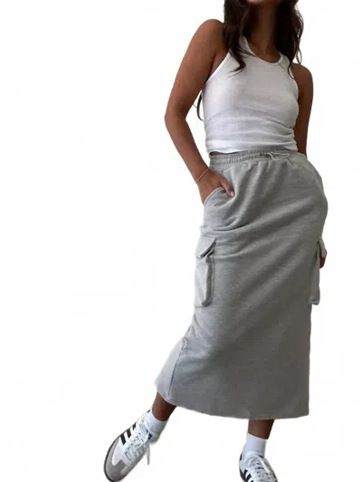 Salty Terry Cargo Maxi Skirt In Grey In Gray