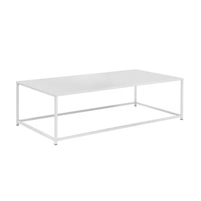 Hivvago Eme 48 Inch Coffee Table, Rectangular Tabletop, Modern White Metal Frame In White