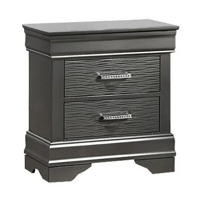 Hivvago Jean Nightstand, 2 Drawers, Curved Frame, 24 Inch Dark Gray Solid Wood In Gray
