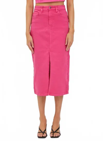 Cello Paylon Denim Midi Skirt In Pink In Pink