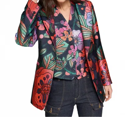 Vilagallo Rock Long Sleeve Jacket In Floral Jacquard In Multi