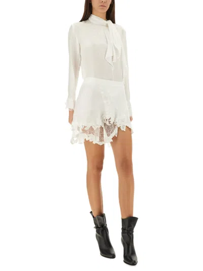 Isabel Marant High Waist Mini Skirt With Lace Detail In White