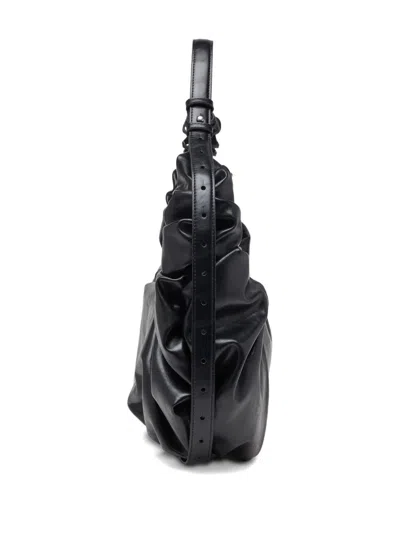 Diesel Grab-d L-large Scrunched Hobo Bag In Shiny Pu In Black