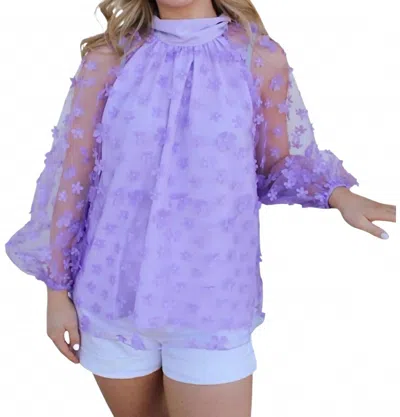 Entro Sheer Floral Top In Lavender In Purple