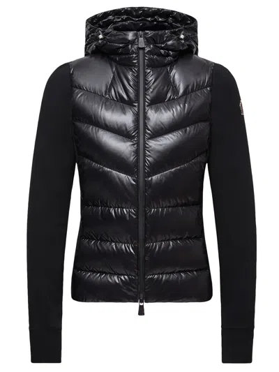 Moncler Padded Fleece Sweatshirt With Zip And Hood In Black