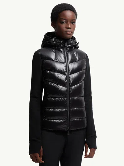 Moncler Padded Fleece Sweatshirt With Zip And Hood In Black