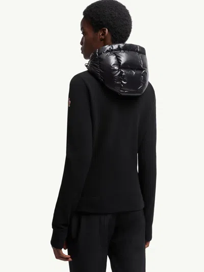Moncler Padded Fleece Sweatshirt With Zip And Hood In Black