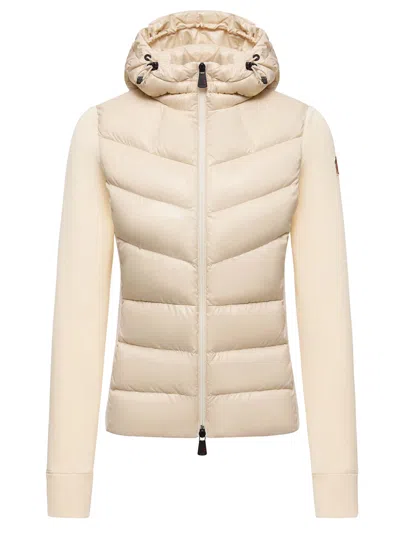 Moncler Padded Fleece Sweatshirt With Zip And Hood In Brown