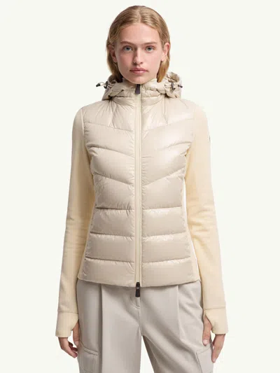 Moncler Padded Fleece Sweatshirt With Zip And Hood In Brown